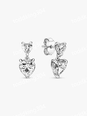 Double Heart Sparkling Stud Earrings